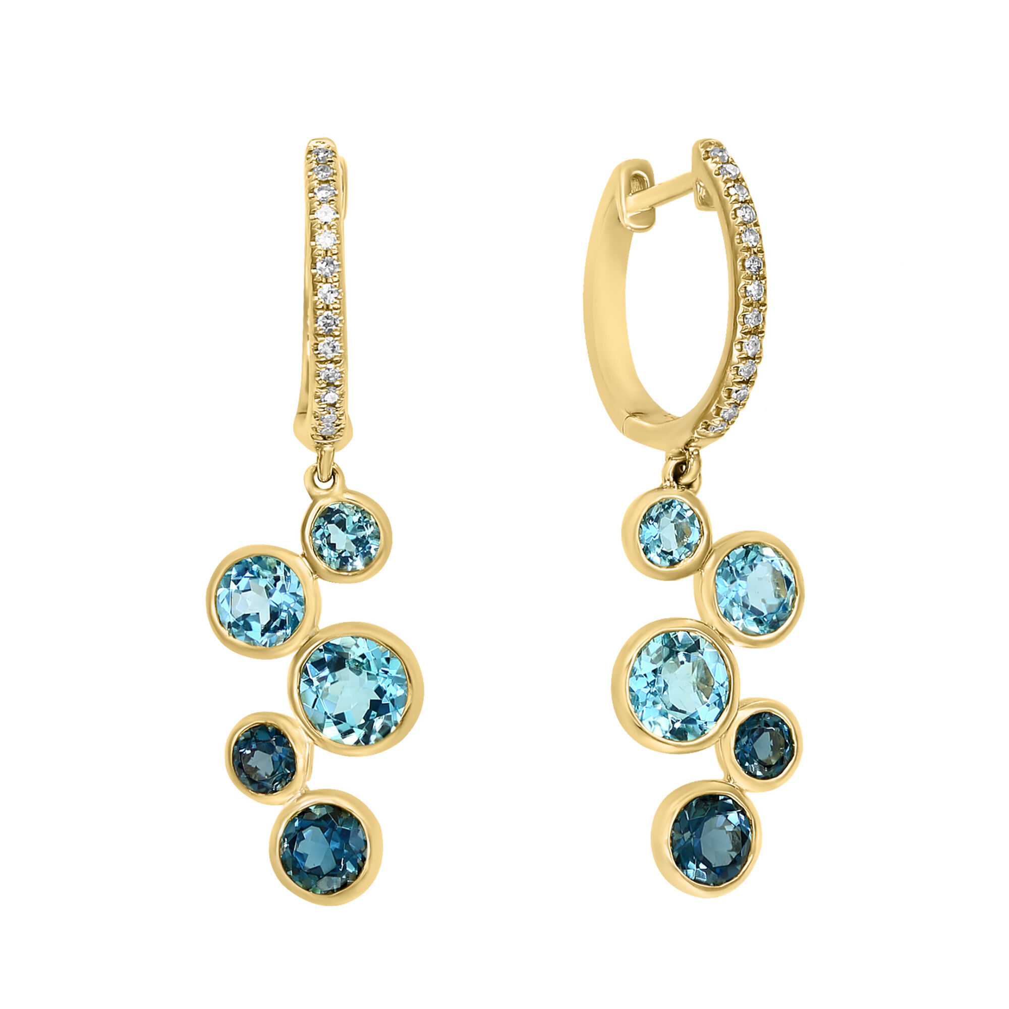 London Blue Topaz and Swiss Blue Topaz Earrings with Diamond